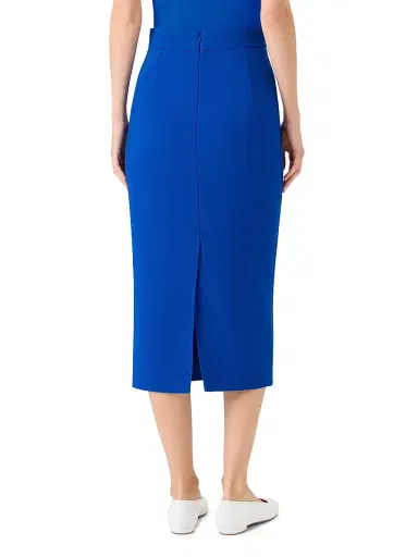 Akris Women's Wool-Blend Crepe Pencil Skirt - Lapis Blue | Thumbnail 5 Akris Women's Wool-Blend Crepe Pencil Skirt - Lapis Blue | Thumbnail 5