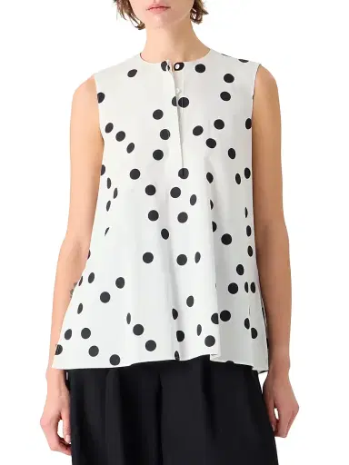 Akris punto Women's Polka Dot Cotton Crewneck Blouse - Cream Black | Thumbnail 3