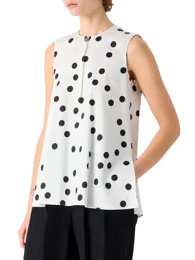 Akris punto Women's Polka Dot Cotton Crewneck Blouse - Cream Black | Thumbnail 4