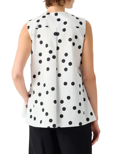 Akris punto Women's Polka Dot Cotton Crewneck Blouse - Cream Black | Thumbnail 5