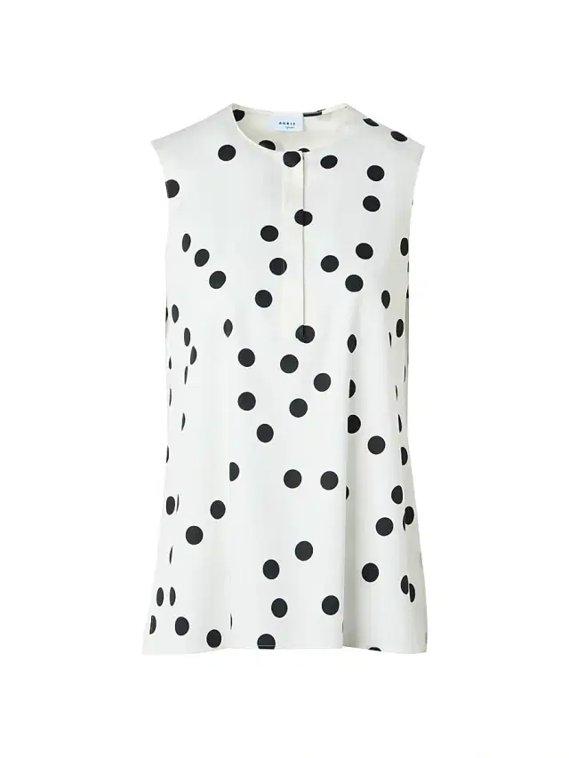 Women's Polka Dot Cotton Crewneck Blouse - Cream Black