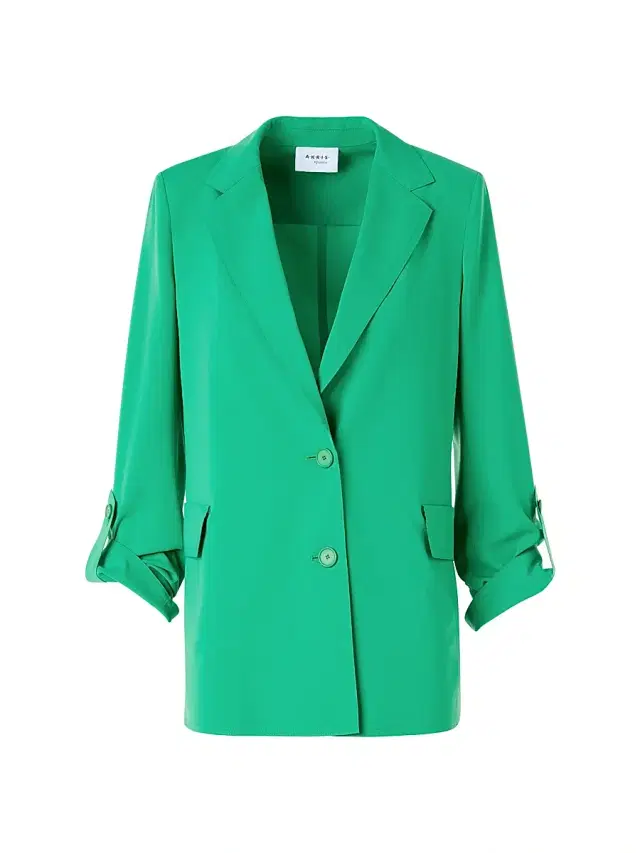 Akris punto Women's Laser-Cut Roll-Tab Sleeve Shirt Jacket - Green