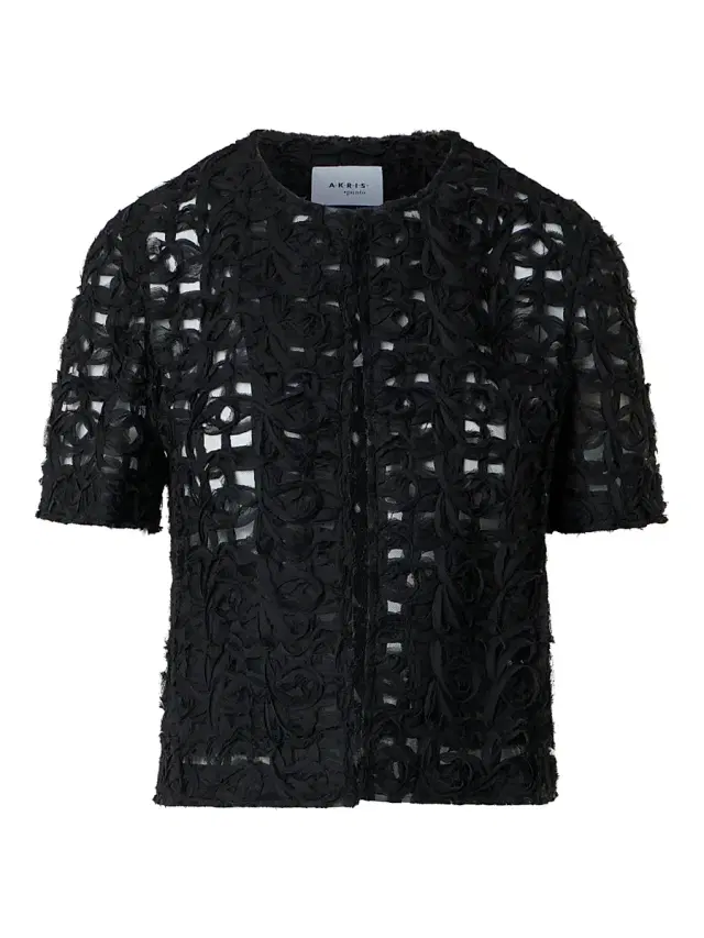 Akris punto Women's Embroidered Tulle Crewneck Jacket - Black