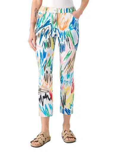 Akris punto Women's Maru Scribble-Print Stretch Slim-Fit Crop Jeans - Cream Multi - Size 16 | Thumbnail 2