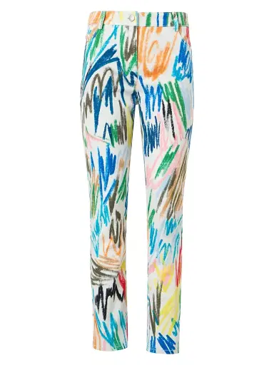 Akris punto Women's Maru Scribble-Print Stretch Slim-Fit Crop Jeans - Cream Multi - Size 16 | Thumbnail 1