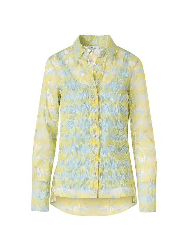 Akris punto Women's Embroidered Tulle Button-Front Shirt - Lemon Zing Sky Blue