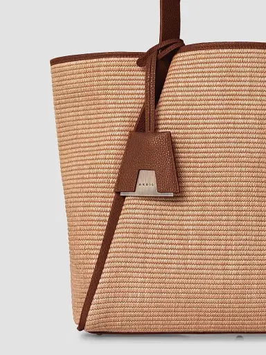 Akris Women's Medium Alex Leather-Trimmed Raffia Tote | Thumbnail 6 Akris Women's Medium Alex Leather-Trimmed Raffia Tote | Thumbnail 6