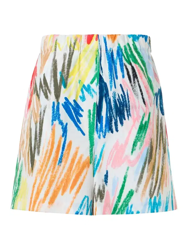 Akris punto Women's Frey Abstract Poplin Elasticized Shorts - Cream Multi