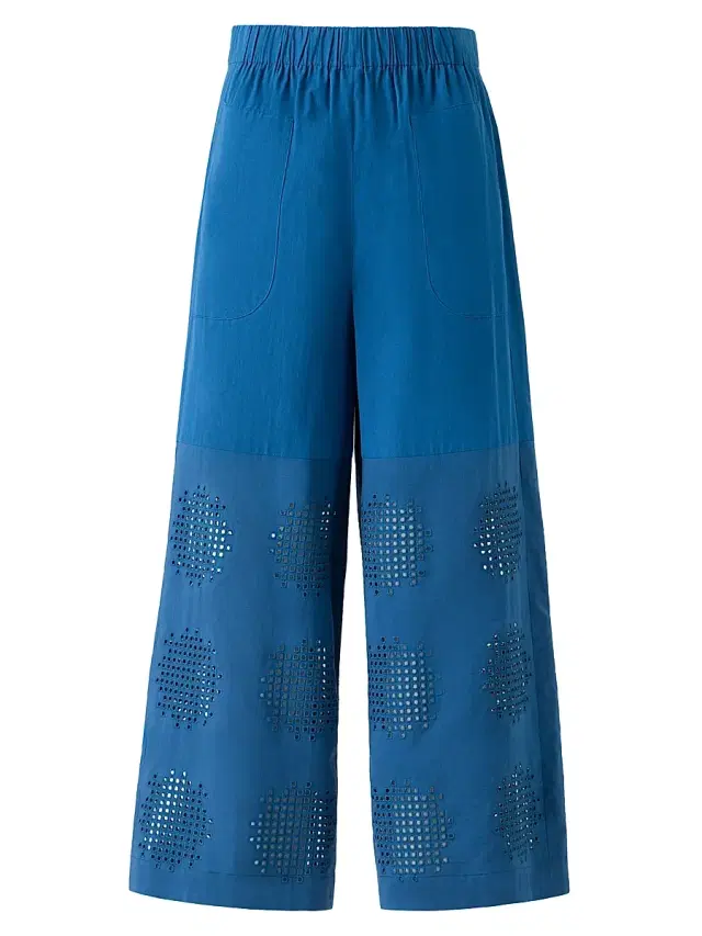 Akris punto Women's Frey Embroidered Eyelet Poplin Cropped Pants - Dark Blue