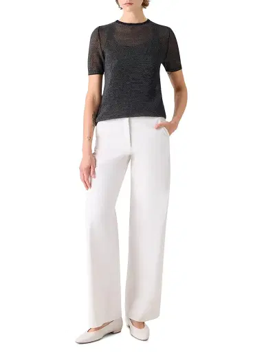 Akris Women's Silk Grid Short-Sleeve Top - Black White - Size 2 | Thumbnail 2 Akris Women's Silk Grid Short-Sleeve Top - Black White - Size 2 | Thumbnail 2