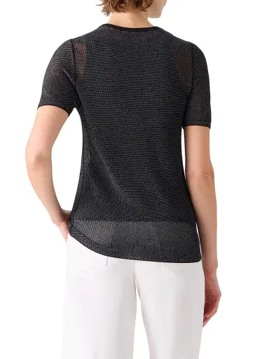 Akris Women's Silk Grid Short-Sleeve Top - Black White - Size 2 | Thumbnail 5 Akris Women's Silk Grid Short-Sleeve Top - Black White - Size 2 | Thumbnail 5