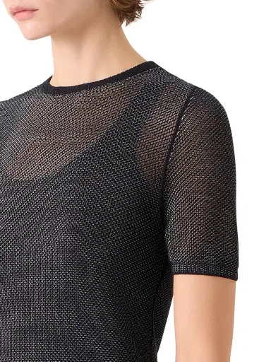 Akris Women's Silk Grid Short-Sleeve Top - Black White - Size 2 | Thumbnail 6 Akris Women's Silk Grid Short-Sleeve Top - Black White - Size 2 | Thumbnail 6