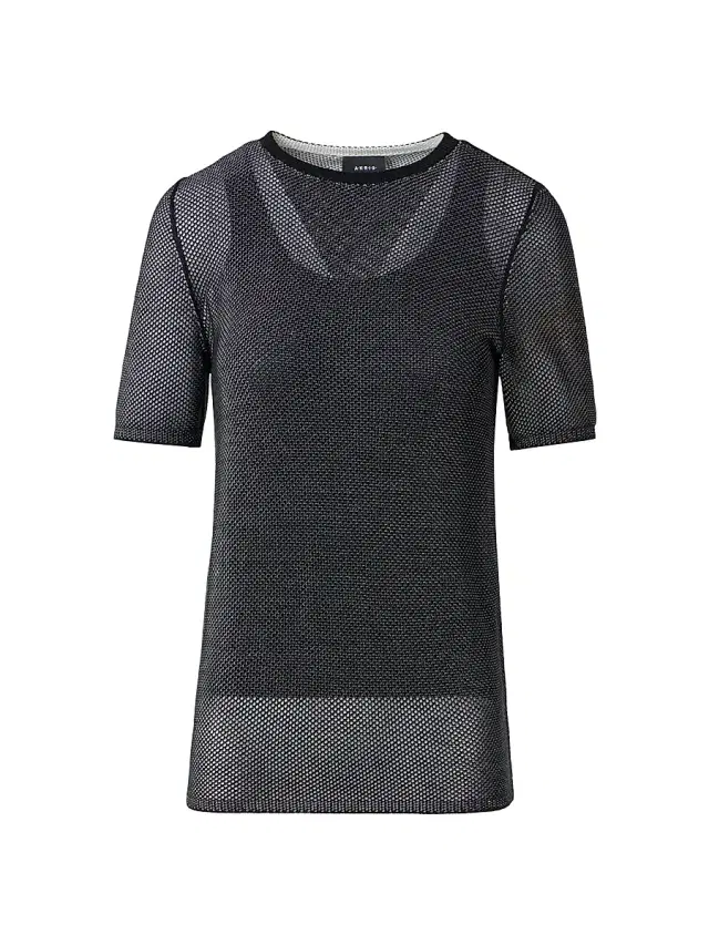 Akris Women's Silk Grid Short-SleeveTop - Black White