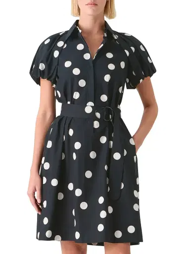 Akris punto Women's Polka Dot Poplin Minidress - Black Cream | Thumbnail 2