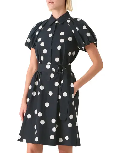 Akris punto Women's Polka Dot Poplin Minidress - Black Cream | Thumbnail 3