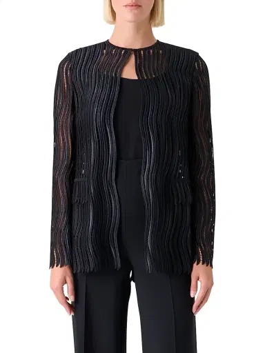 Akris Women's Hekka Wave Guipure Jacket - Black - Size 2 | Thumbnail 3 Akris Women's Hekka Wave Guipure Jacket - Black - Size 2 | Thumbnail 3