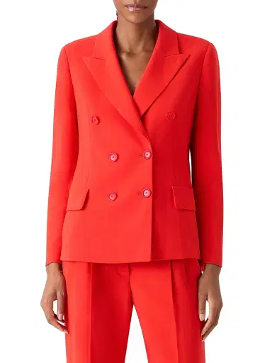 Akris Women's Azalea Double-Breasted Wool Blazer - Vermillion - Size 2 | Thumbnail 3