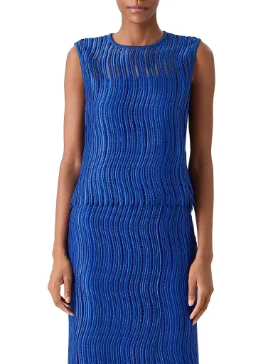 Akris Women's Techno Wave Guipure Lace Sleeveless Blouse - Lapis Blue | Thumbnail 3 Akris Women's Techno Wave Guipure Lace Sleeveless Blouse - Lapis Blue | Thumbnail 3