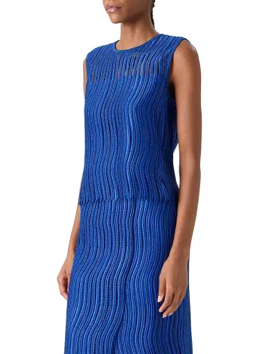 Akris Women's Techno Wave Guipure Lace Sleeveless Blouse - Lapis Blue | Thumbnail 4 Akris Women's Techno Wave Guipure Lace Sleeveless Blouse - Lapis Blue | Thumbnail 4