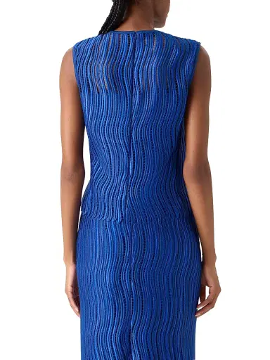 Akris Women's Techno Wave Guipure Lace Sleeveless Blouse - Lapis Blue | Thumbnail 5 Akris Women's Techno Wave Guipure Lace Sleeveless Blouse - Lapis Blue | Thumbnail 5