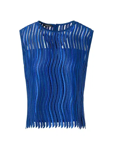 Akris Women's Techno Wave Guipure Lace Sleeveless Blouse - Lapis Blue | Thumbnail 1 Akris Women's Techno Wave Guipure Lace Sleeveless Blouse - Lapis Blue | Thumbnail 1