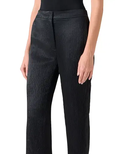 Akris punto Women's Marla Crinkled Satin Mid-Rise Straight-Leg Pants - Black - Size 8 | Thumbnail 5