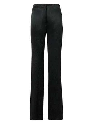 Akris punto Women's Marla Crinkled Satin Mid-Rise Straight-Leg Pants - Black - Size 8 | Thumbnail 1