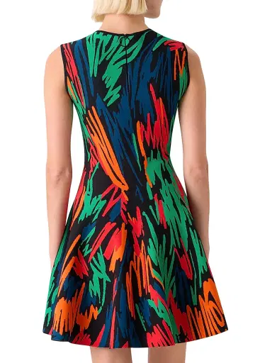 Akris punto Women's Scribble Jacquard Sleeveless Minidress - Black Multi - Size 12 | Thumbnail 4 Akris punto Women's Scribble Jacquard Sleeveless Minidress - Black Multi - Size 12 | Thumbnail 4