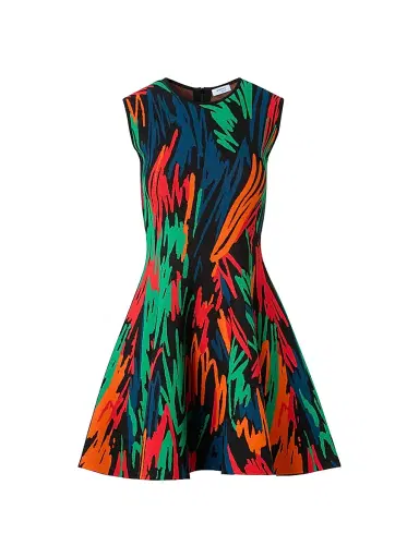 Akris punto Women's Scribble Jacquard Sleeveless Minidress - Black Multi - Size 12 | Thumbnail 1 Akris punto Women's Scribble Jacquard Sleeveless Minidress - Black Multi - Size 12 | Thumbnail 1