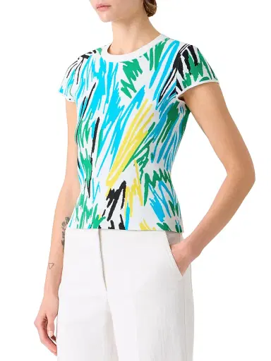 Akris punto Women's Scribble Jacquard Knit T-Shirt | Thumbnail 4