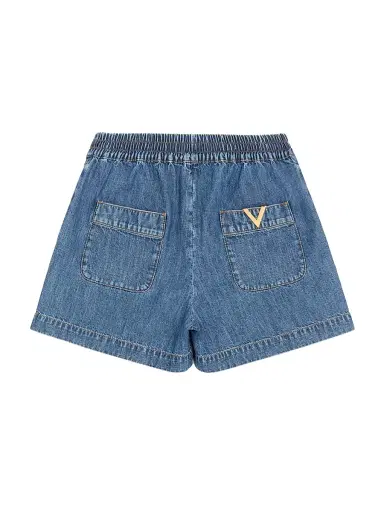 Valentino Garavani Women's Denim Chambray Shorts - Blue - Size 10 | Thumbnail 2 Valentino Garavani Women's Denim Chambray Shorts - Blue - Size 10 | Thumbnail 2