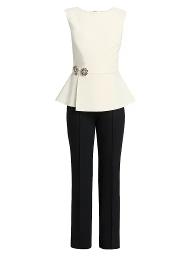 Chiara Boni La Petite Robe Women's Suzue Two-Tone Peplum Jumpsuit | Thumbnail 1 Chiara Boni La Petite Robe Women's Suzue Two-Tone Peplum Jumpsuit | Thumbnail 1
