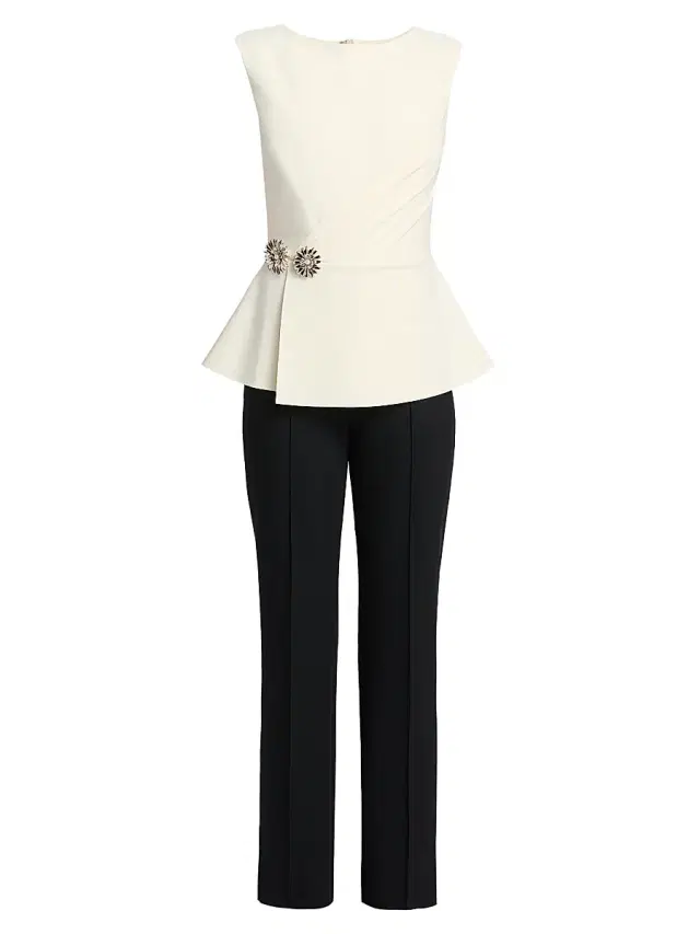Chiara Boni La Petite Robe Women's Suzue Two-Tone Peplum Jumpsuit - Black White