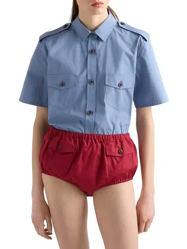 Prada Women's Cotton Poplin Shirt - Blue | Thumbnail 2