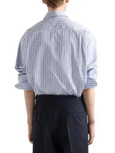 Prada Men's Cotton Shirt - Blue | Thumbnail 4 Prada Men's Cotton Shirt - Blue | Thumbnail 4