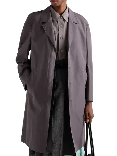 Prada Women's Single-Breasted Double Poplin Coat - Grey - Size 6 | Thumbnail 2