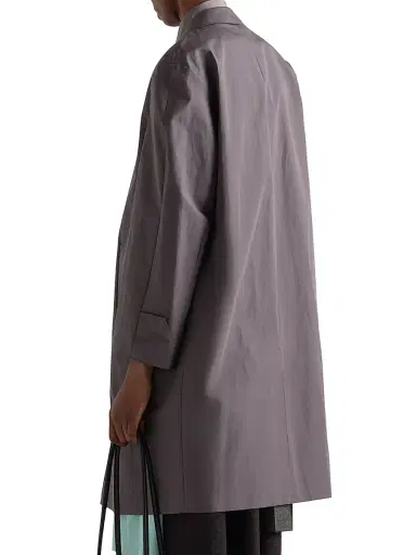 Prada Women's Single-Breasted Double Poplin Coat - Grey - Size 6 | Thumbnail 3