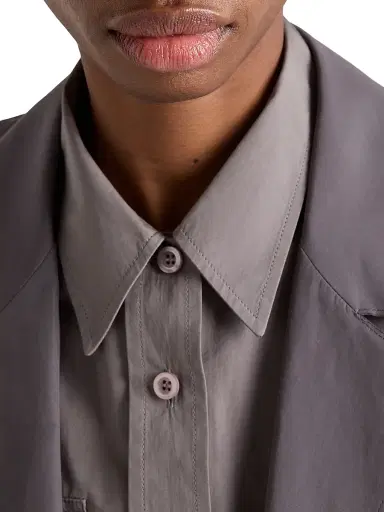 Prada Women's Single-Breasted Double Poplin Coat - Grey - Size 6 | Thumbnail 4