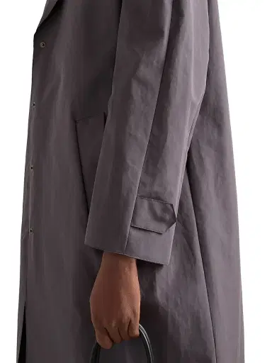 Prada Women's Single-Breasted Double Poplin Coat - Grey - Size 6 | Thumbnail 5