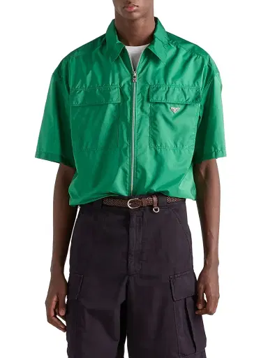 Prada Men's Short-Sleeved Light Re-Nylon Shirt | Thumbnail 2 Prada Men's Short-Sleeved Light Re-Nylon Shirt | Thumbnail 2