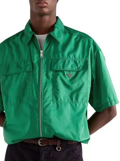 Prada Men's Short-Sleeved Light Re-Nylon Shirt | Thumbnail 4 Prada Men's Short-Sleeved Light Re-Nylon Shirt | Thumbnail 4