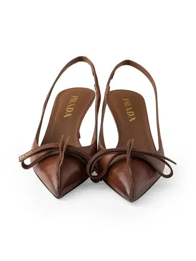 Prada Women's Leather Slingback Pumps - Brown - Size 8 | Thumbnail 3 Prada Women's Leather Slingback Pumps - Brown - Size 8 | Thumbnail 3