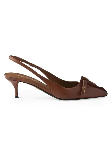 Prada Women's Leather Slingback Pumps - Brown - Size 8 | Thumbnail 1 Prada Women's Leather Slingback Pumps - Brown - Size 8 | Thumbnail 1