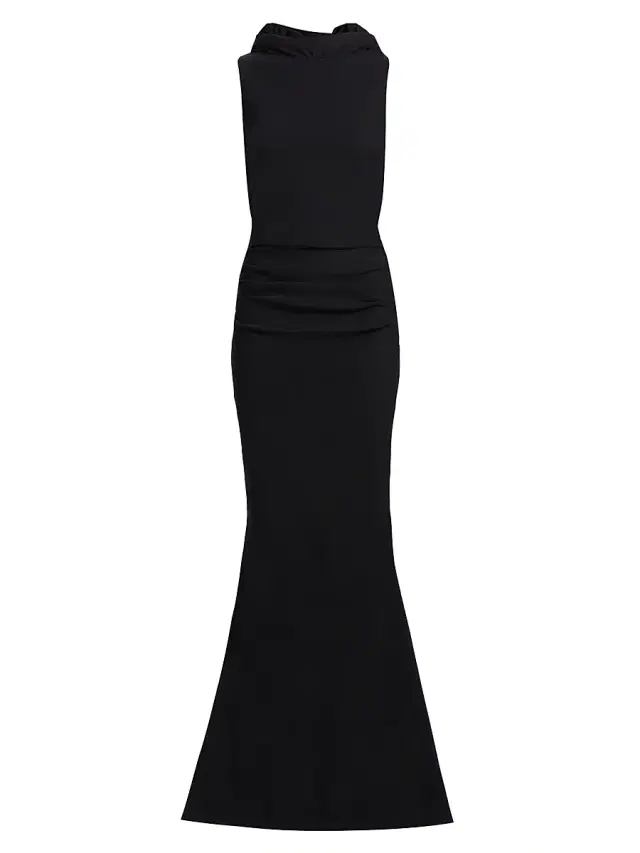Chiara Boni La Petite Robe Women's Taniko Embellished Low-Back Jersey Gown - Black