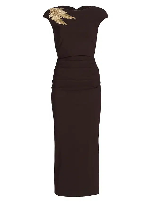 Chiara Boni La Petite Robe Women's Hesupie Beaded Sheath Midi-Dress - Brown