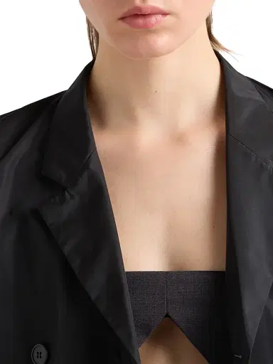 Prada Women's Double Breasted Technical Taffeta Jacket - Black | Thumbnail 5