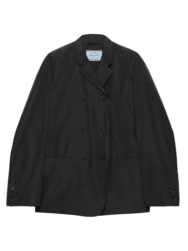 Prada Women's Double Breasted Technical Taffeta Jacket - Black | Thumbnail 1