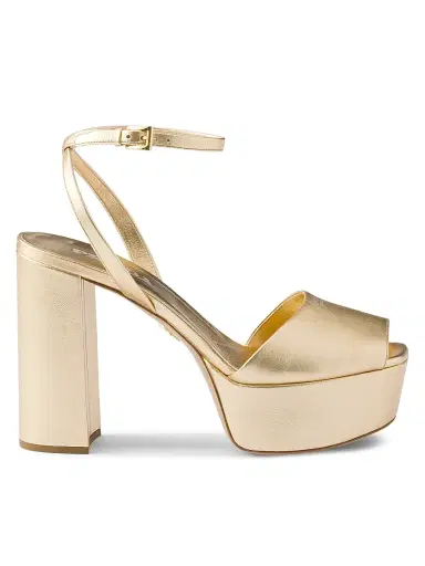 Prada Women's Mordoré Nappa Leather Platform Sandals - Gold | Thumbnail 1