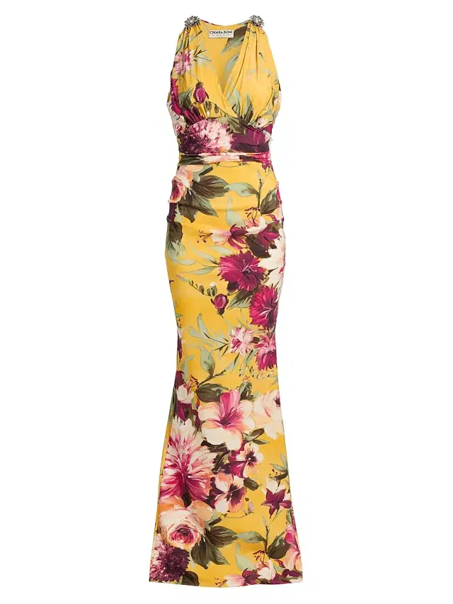 Chiara Boni La Petite Robe Women's Velis Floral V-Neck Mermaid Gown - Ingrid Purple