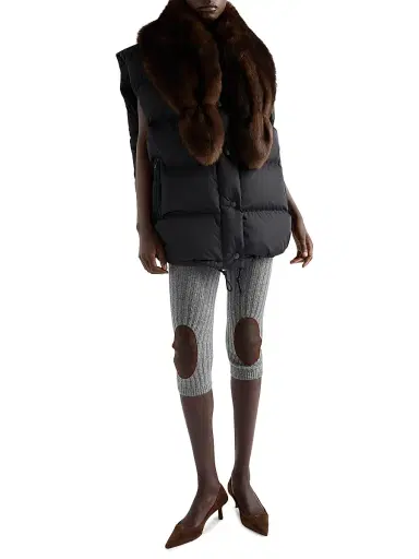 Prada Women's Re-Nylon and Shearling Down Vest - Black | Thumbnail 6 Prada Women's Re-Nylon and Shearling Down Vest - Black | Thumbnail 6